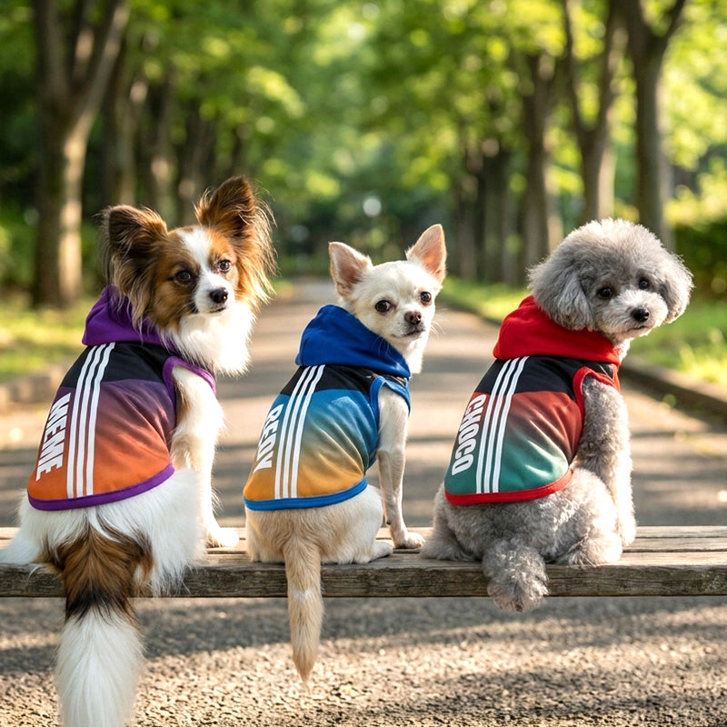 【犬 夏服 犬の服 名入れ 春服用】ひんやり 接触冷感素材 クール 愛犬のお名前入り 3ライン パーカー【ドッグウェア スポーティ ダックス トイプードル チワワ かっこいい パグ タムベディ】(S/B/T/H/)