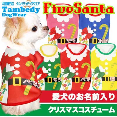 【犬服 犬 服 秋冬 犬の服 名入れ】愛犬のお名前入り 5サンタ 【ドッグウェア クリスマス X'mas サンタクロース カラフル チワワ ダックス トイプードル おもしろい タムベディ】(S/3/N/H/)