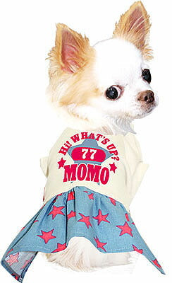 【犬服 犬 服 秋冬 犬の服 名入れ】愛犬のお名前入り 77スター ワンピース【ドッグウェア ペット 星柄 フレアスカート ぺット トイプードル チワワ ダックス おしゃれ コーギー タムベディ】(H/)