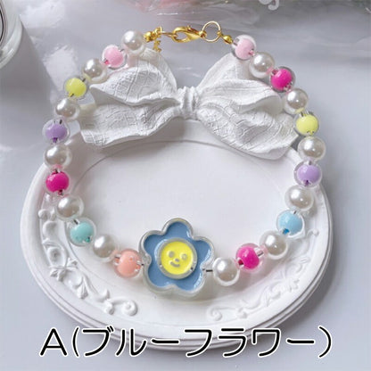 【犬服 犬 服 犬の服 小物 ネックレス】かわいいモチーフとパールのアクセサリー【犬猫用ネックレス おでかけ 小型犬 インスタ映え 撮影アイテム ドッグ ペット ウェア トイプードル チワワ タムベディキュート ポメラニアン】[CN]