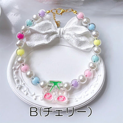 【犬服 犬 服 犬の服 小物 ネックレス】かわいいモチーフとパールのアクセサリー【犬猫用ネックレス おでかけ 小型犬 インスタ映え 撮影アイテム ドッグ ペット ウェア トイプードル チワワ タムベディキュート ポメラニアン】[CN]