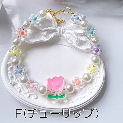 【犬服 犬 服 犬の服 小物 ネックレス】かわいいモチーフとパールのアクセサリー【犬猫用ネックレス おでかけ 小型犬 インスタ映え 撮影アイテム ドッグ ペット ウェア トイプードル チワワ タムベディキュート ポメラニアン】[CN]