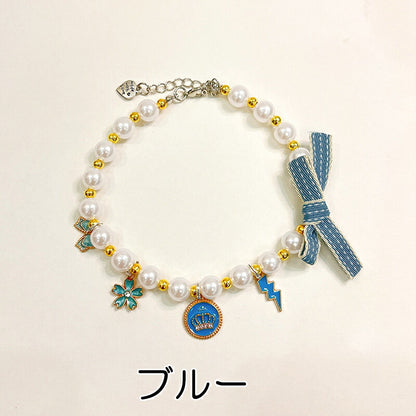 【犬 ネックレス】上品なリボンとパールのアクセサリー【ペンダント 小型犬 猫 ペット 用 おでかけ 小型犬 インスタ映え 撮影アイテム ドッグ ペット ダックス トイプードル チワワ タムベディ シーズー】[CN]