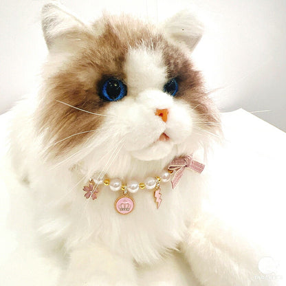 【犬 ネックレス】上品なリボンとパールのアクセサリー【ペンダント 小型犬 猫 ペット 用 おでかけ 小型犬 インスタ映え 撮影アイテム ドッグ ペット ダックス トイプードル チワワ タムベディ シーズー】[CN]