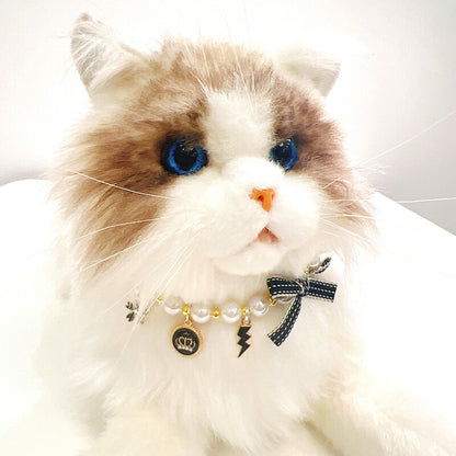 【犬 ネックレス】上品なリボンとパールのアクセサリー【ペンダント 小型犬 猫 ペット 用 おでかけ 小型犬 インスタ映え 撮影アイテム ドッグ ペット ダックス トイプードル チワワ タムベディ シーズー】[CN]