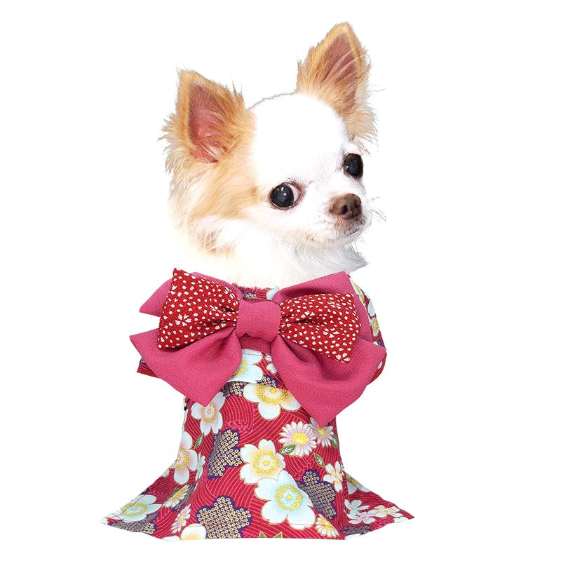 【犬服 犬 服 犬の服 秋冬服用】艶やか晴れ着 明里《名入れ可能》《コサージュ別売》【お正月 初詣 年賀状 七五三 女の子 着物 ドッグ ペット ウェア ダックス トイプードル チワワ タムベディ】