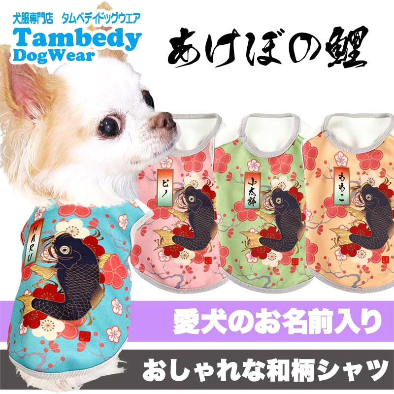 【犬服 犬 服 犬の服 名入れ 春服 秋服用】愛犬のお名前入り あけぼの鯉【和柄 和風 梅 こいドッグ ペット ウェア アウトレット ダックス トイプードル チワワ タムベディおしゃれ】(S/3/N/H/)
