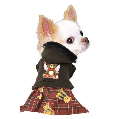 【犬服 犬 服 犬の服 名入れ 秋服 冬服用】愛犬のお名前入り エンジェルベアワンピース【くま レース 天使ドッグ ペット ウェア アウトレット ダックス トイプードル チワワ タムベディ】(L/)