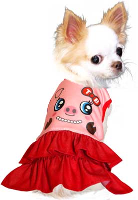 【犬服 犬 服 犬の服】アニマルフェイス ワンピース (3D)【ドッグウェア パンダ ヒツジ ブタ ダックス トイプードル チワワ おもしろ シーズー 着せやすい タムベディ】
