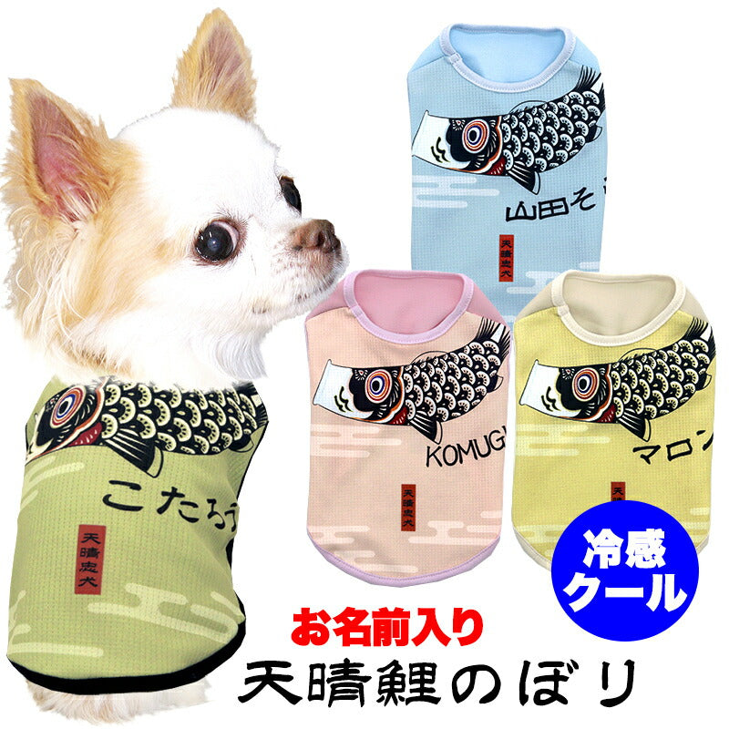 【犬服 犬 服 犬の服 名入れ 春服 夏服用】愛犬のお名前入り 接触冷感素材クール 天晴鯉のぼり 【こいのぼり 端午の節句 男の子 抜け毛対策ドッグ ペット ウェア トイプードル チワワ タムベディ マルチーズ】(S/B/N/H/)