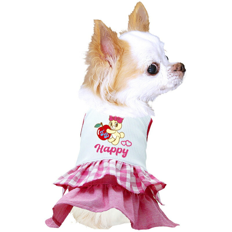 【犬服 犬 服 犬の服 名入れ 春服 夏服用】愛犬のお名前入り 接触冷感素材クール アップルバニー ワンピース【うさぎフリルチェック ドッグ ペット ウェア ダックス トイプードル チワワ タムベディキュート パピヨン】(H/)