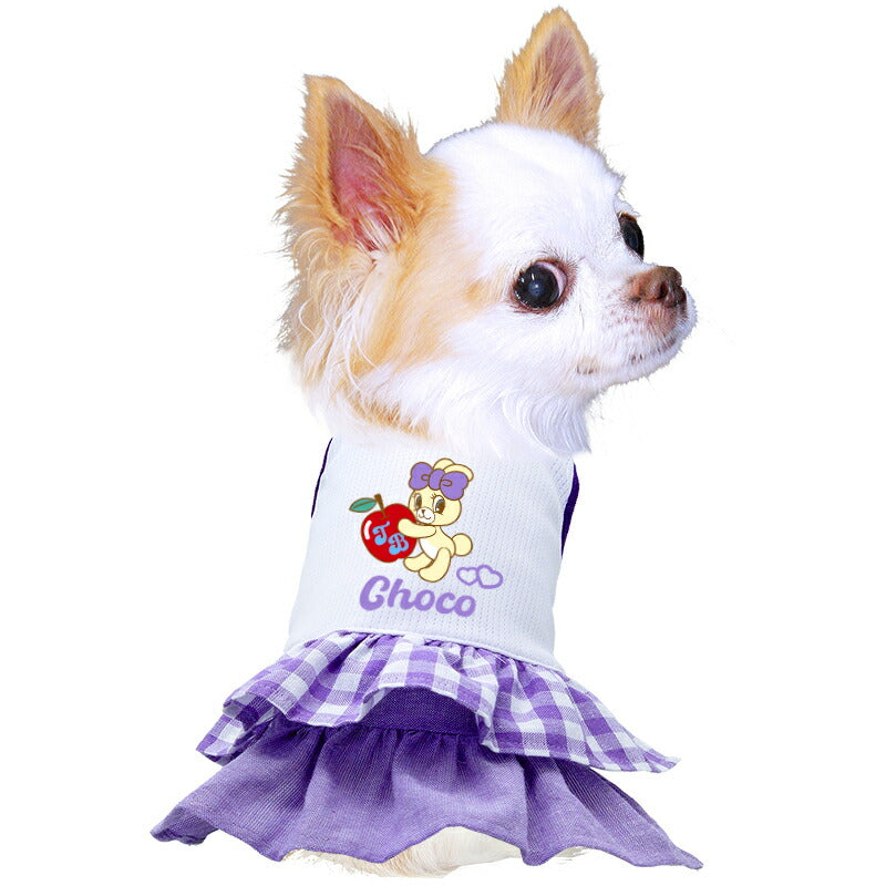 【犬服 犬 服 犬の服 名入れ 春服 夏服用】愛犬のお名前入り 接触冷感素材クール アップルバニー ワンピース【うさぎフリルチェック ドッグ ペット ウェア ダックス トイプードル チワワ タムベディキュート パピヨン】(H/)