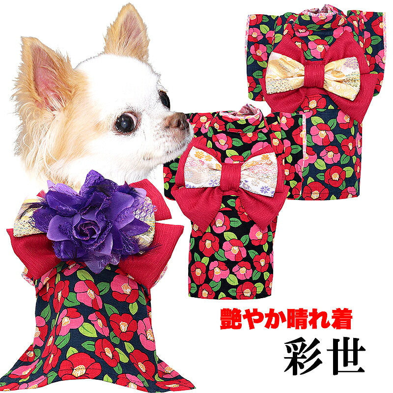 【犬服 犬 服 犬の服 秋服 冬服用】艶やか晴れ着 彩世(あやせ)《名入れ可能》《コサージュ別売》【着物 お正月 初詣 年賀状 七五三 前開きドッグ ペット ウェア ダックス トイプードル チワワ タムベディ シーズー】