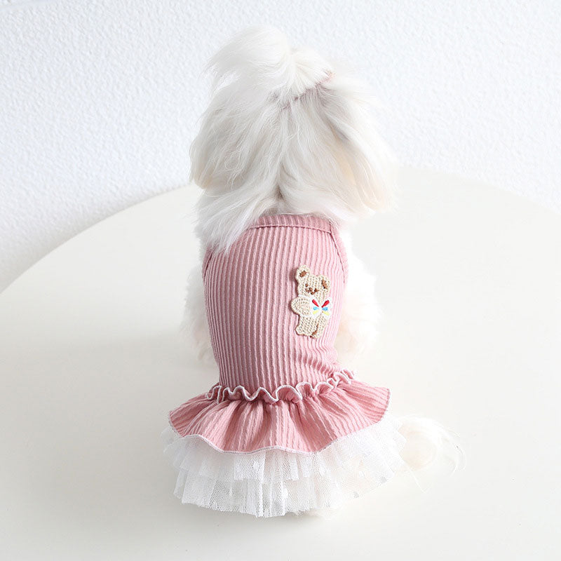 【犬 夏服 犬の服 春服用】ベアバタフライワンピース【ドッグウェア 蝶々 可愛い ワッペン チュール ドッグ ペット ダックス トイプードル チワワ タムベディキュート ポメラニアン】[CN][GI]
