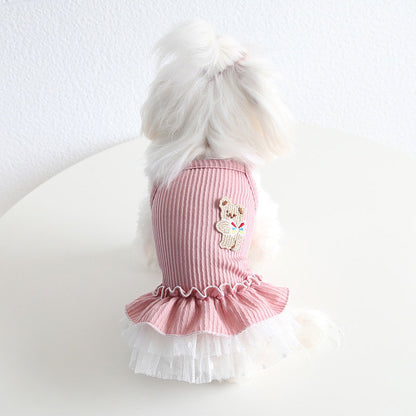 【犬 夏服 犬の服 春服用】ベアバタフライワンピース【ドッグウェア 蝶々 可愛い ワッペン チュール ドッグ ペット ダックス トイプードル チワワ タムベディキュート ポメラニアン】[CN][GI]