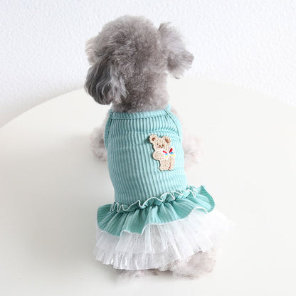 【犬 夏服 犬の服 春服用】ベアバタフライワンピース【ドッグウェア 蝶々 可愛い ワッペン チュール ドッグ ペット ダックス トイプードル チワワ タムベディキュート ポメラニアン】[CN][GI]