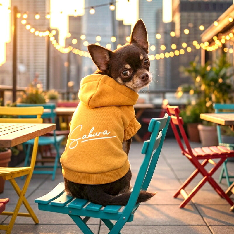 【犬服 犬 服 犬の服 春秋服 冬服用】愛犬のお名前入り ビーウェルパーカー【シンプル ハーネス穴 トレーナー フード アースカラー 日本製 ドッグ ペット ウェア ダックス トイプードル チワワ タムベディ おしゃれ】(O/F/RI/L)