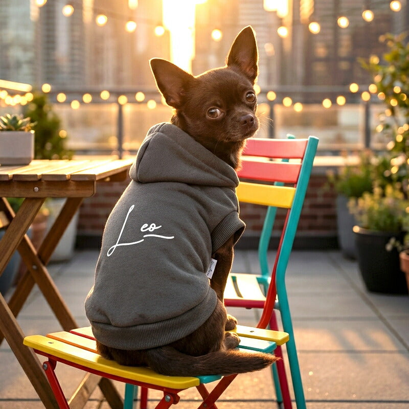 【犬服 犬 服 犬の服 春秋服 冬服用】愛犬のお名前入り ビーウェルパーカー【シンプル ハーネス穴 トレーナー フード アースカラー 日本製 ドッグ ペット ウェア ダックス トイプードル チワワ タムベディ おしゃれ】(O/F/RI/L)