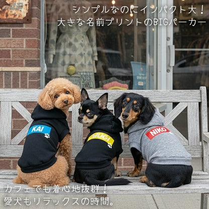 【犬服 犬 服 犬の服 名入れ 秋服 冬服用】愛犬のお名前入り ビッグスクエアパーカー 【トレーナー おしゃれ カラフル ドッグ ペット ウェア ダックス トイプードル チワワ タムベディ】(O/F/RI/L/)