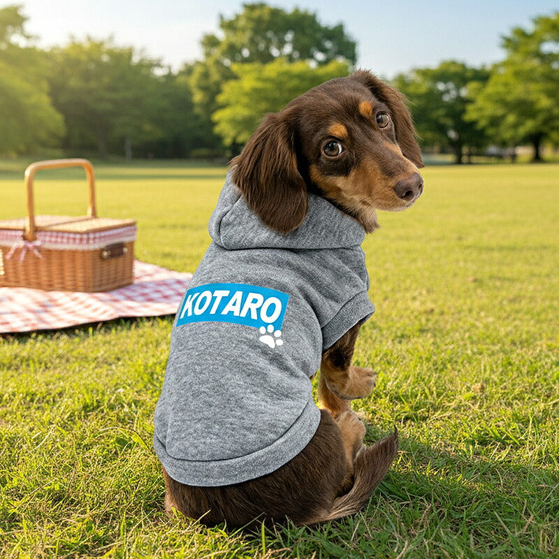 【犬服 犬 服 犬の服 名入れ 秋服 冬服用】愛犬のお名前入り ビッグスクエアパーカー 【トレーナー おしゃれ カラフル ドッグ ペット ウェア ダックス トイプードル チワワ タムベディ】(O/F/RI/L/)