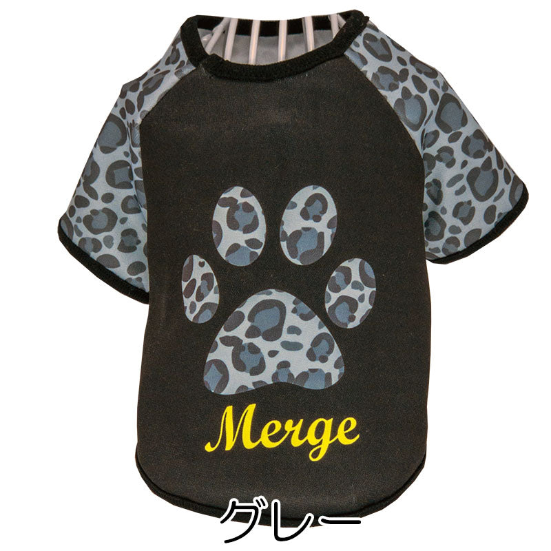 【犬服 犬 服 犬の服 名入れ 秋服 冬服用】愛犬のお名前入り ビッグスタンプラグランシャツ【カモフラ 肉球 迷彩ドッグ ペット ウェア ダックス トイプードル チワワ タムベディ パグ】(S/3/RA/H/)