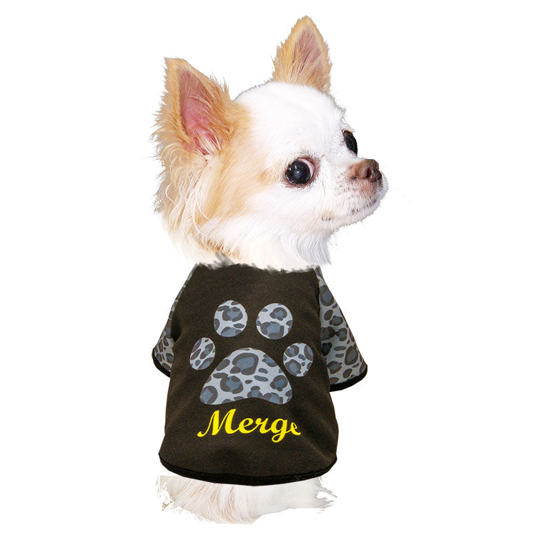 【犬服 犬 服 犬の服 名入れ 秋服 冬服用】愛犬のお名前入り ビッグスタンプラグランシャツ【カモフラ 肉球 迷彩ドッグ ペット ウェア ダックス トイプードル チワワ タムベディ パグ】(S/3/RA/H/)