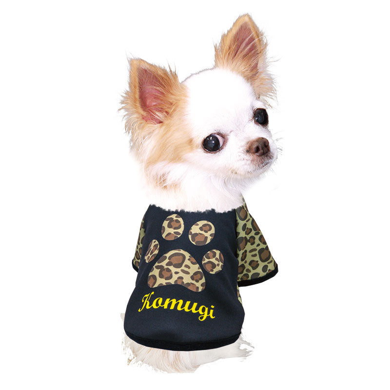 【犬服 犬 服 犬の服 名入れ 秋服 冬服用】愛犬のお名前入り ビッグスタンプラグランシャツ【カモフラ 肉球 迷彩ドッグ ペット ウェア ダックス トイプードル チワワ タムベディ パグ】(S/3/RA/H/)