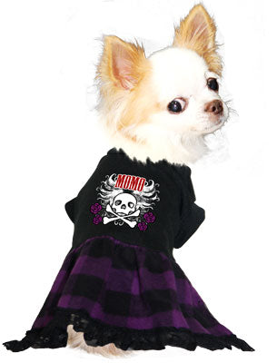 【犬服 犬 服 犬の服 名入れ】愛犬のお名前入り ブラックスカル ワンピース【ドッグウェア ペット ドクロ 薔薇 女の子 チワワ ダックス トイプードル かっこいい シュナウザー タムベディ】(L/)[GI]