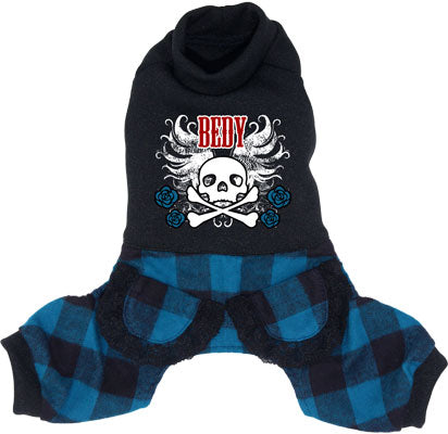 【犬服 犬 服 犬の服 名入れ】愛犬のお名前入り ブラックスカル つなぎ【ドッグウェア ドクロ 薔薇 ロンパース ダックス トイプードル チワワ かっこいい ポメラニアン タムベディ】[GI](L/)