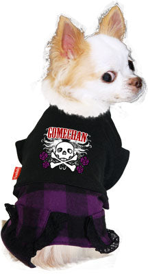 【犬服 犬 服 犬の服 名入れ】愛犬のお名前入り ブラックスカル つなぎ【ドッグウェア ドクロ 薔薇 ロンパース ダックス トイプードル チワワ かっこいい ポメラニアン タムベディ】[GI](L/)