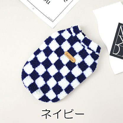 【犬服 犬 服 犬の服 秋服 冬服用】DADAGOUブロックチェックボア【フワフワ 寒さ対策  カラフルドッグ ペット ウェア ダックス トイプードル チワワ タムベディおしゃれ パグ】[CN]