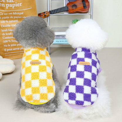 【犬服 犬 服 犬の服 秋服 冬服用】DADAGOUブロックチェックボア【フワフワ 寒さ対策  カラフルドッグ ペット ウェア ダックス トイプードル チワワ タムベディおしゃれ パグ】[CN]