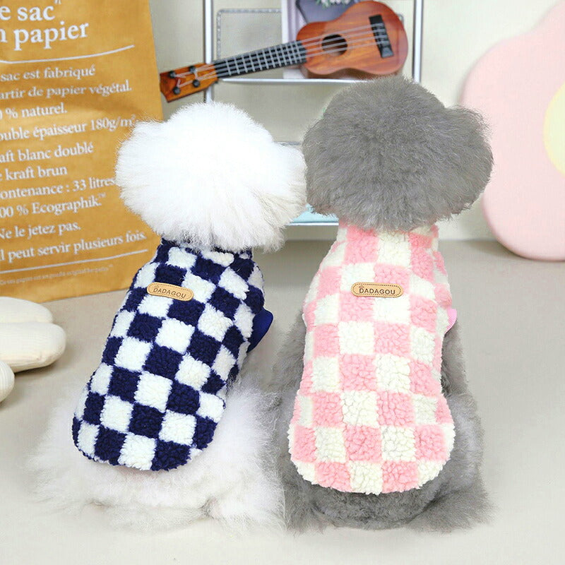 【犬服 犬 服 犬の服 秋服 冬服用】DADAGOUブロックチェックボア【フワフワ 寒さ対策  カラフルドッグ ペット ウェア ダックス トイプードル チワワ タムベディおしゃれ パグ】[CN]