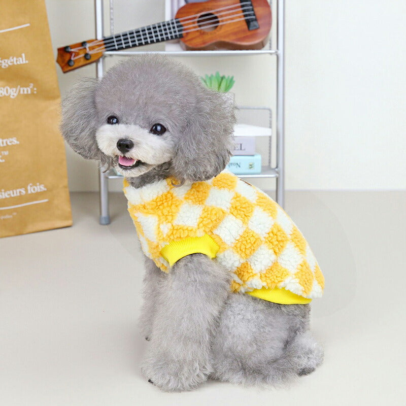 【犬服 犬 服 犬の服 秋服 冬服用】DADAGOUブロックチェックボア【フワフワ 寒さ対策  カラフルドッグ ペット ウェア ダックス トイプードル チワワ タムベディおしゃれ パグ】[CN]