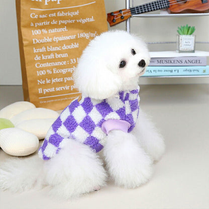 【犬服 犬 服 犬の服 秋服 冬服用】DADAGOUブロックチェックボア【フワフワ 寒さ対策  カラフルドッグ ペット ウェア ダックス トイプードル チワワ タムベディおしゃれ パグ】[CN]