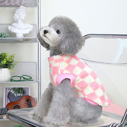 【犬服 犬 服 犬の服 秋服 冬服用】DADAGOUブロックチェックボア【フワフワ 寒さ対策  カラフルドッグ ペット ウェア ダックス トイプードル チワワ タムベディおしゃれ パグ】[CN]