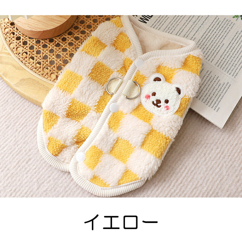 【犬服 犬 服 犬の服 秋服 冬服用】ブロックチェックボアアウター【前開きボタン ジャンパー コート 厚手 ダウン風ベスト 防寒 即納ドッグ ペット ウェア ダックス トイプードル チワワ タムベディ あったか ヨークシャテリア】[CN]