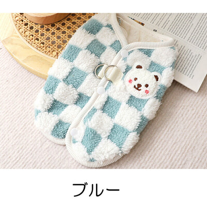【犬服 犬 服 犬の服 秋服 冬服用】ブロックチェックボアアウター【前開きボタン ジャンパー コート 厚手 ダウン風ベスト 防寒 即納ドッグ ペット ウェア ダックス トイプードル チワワ タムベディ あったか ヨークシャテリア】[CN]