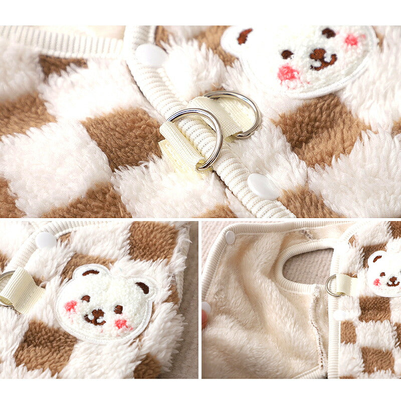 【犬服 犬 服 犬の服 秋服 冬服用】ブロックチェックボアアウター【前開きボタン ジャンパー コート 厚手 ダウン風ベスト 防寒 即納ドッグ ペット ウェア ダックス トイプードル チワワ タムベディ あったか ヨークシャテリア】[CN]