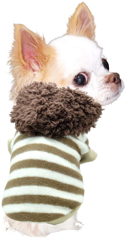 【犬服 犬 服 犬の服 秋服 冬服用】ボアボーダーパーカー【前開きボタン 寒さ対策 モコモコ あったか しましまドッグ ペット ウェア ダックス トイプードル チワワ タムベディかっこいい】