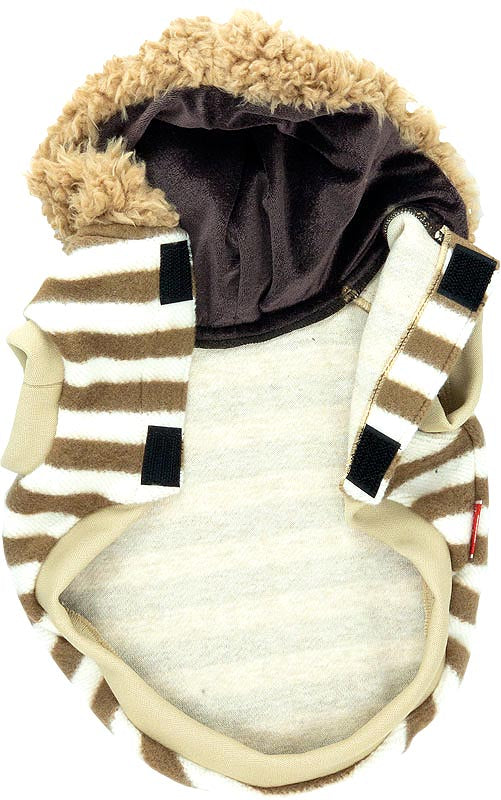 【犬服 犬 服 犬の服 秋服 冬服用】ボアボーダーパーカー【前開きボタン 寒さ対策 モコモコ あったか しましまドッグ ペット ウェア ダックス トイプードル チワワ タムベディかっこいい】