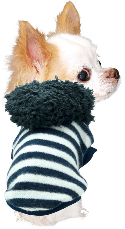【犬服 犬 服 犬の服 秋服 冬服用】ボアボーダーパーカー【前開きボタン 寒さ対策 モコモコ あったか しましまドッグ ペット ウェア ダックス トイプードル チワワ タムベディかっこいい】