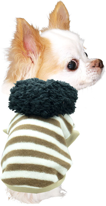 【犬服 犬 服 犬の服 秋服 冬服用】ボアボーダーパーカー【前開きボタン 寒さ対策 モコモコ あったか しましまドッグ ペット ウェア ダックス トイプードル チワワ タムベディかっこいい】