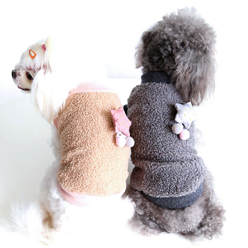 【犬服 犬 服 犬の服 秋服 冬服用】ボアスターブローチ【モチーフ ふわふわ くすみカラー あったかドッグ ペット ウェア ダックス トイプードル チワワ タムベディ かわいい パピヨン】[CN]