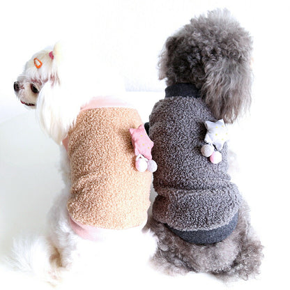 【犬服 犬 服 犬の服 秋服 冬服用】ボアスターブローチ【モチーフ ふわふわ くすみカラー あったかドッグ ペット ウェア ダックス トイプードル チワワ タムベディ かわいい パピヨン】[CN]