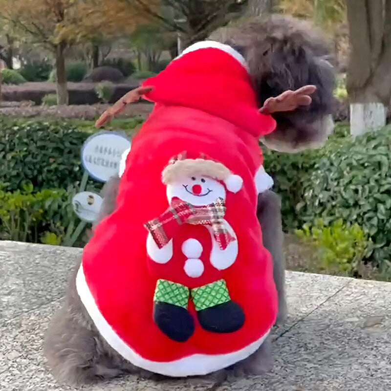 【犬服 犬 服 犬の服 秋服 冬服用】ボアクリスマス【サンタ 雪だるま ふわふわ 前開き 着脱簡単 ドッグ ペット ウェア ダックス トイプードル チワワ タムベディ かわいい ポメラニアン】[CN][GI]