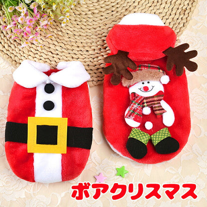 【犬服 犬 服 犬の服 秋服 冬服用】ボアクリスマス【サンタ 雪だるま ふわふわ 前開き 着脱簡単 ドッグ ペット ウェア ダックス トイプードル チワワ タムベディ かわいい ポメラニアン】[CN][GI]