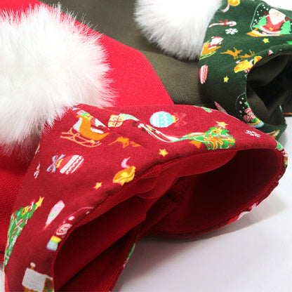 【犬服 犬 服 犬の服 名入れ 秋服 冬服用】愛犬のお名前入り ボンボンクリスマスパーカー【サンタクロース ツリー トナカイ マジックテープ ドッグ ペット ウェア ダックス トイプードル チワワ タムベディ おしゃれ 】(O/3/L/)