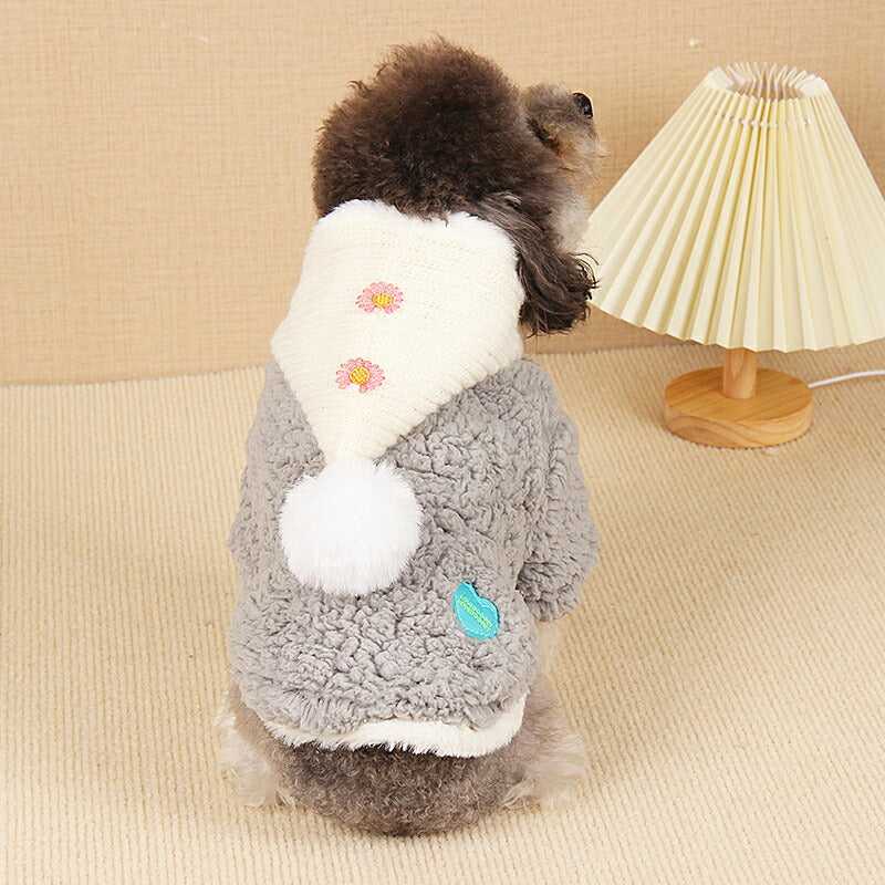 【犬服 犬 服 犬の服 秋服 冬服用】ボンボンフラワーボア【アウター 前開き 着脱楽ちん 防寒 寒さ対策 モコモコ ふわふわドッグ ペット ウェア ダックス トイプードル チワワ タムベディかわいい パグ】[CN]