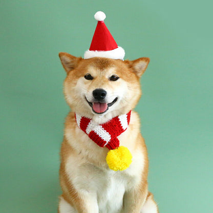 【犬服 犬 服 犬の服 秋服 冬服用】ボーダーマフラー【クリスマス しましま あったか ボンボン 着脱簡単ドッグ ペット ウェア ダックス トイプードル チワワ タムベディおしゃれ マルチーズ】[CN]